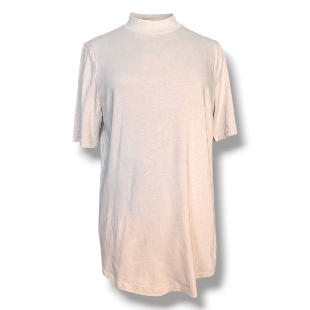 Universal Standard Pima Cotton Modal Mock Neck Tee Beige Medium New Minimalist